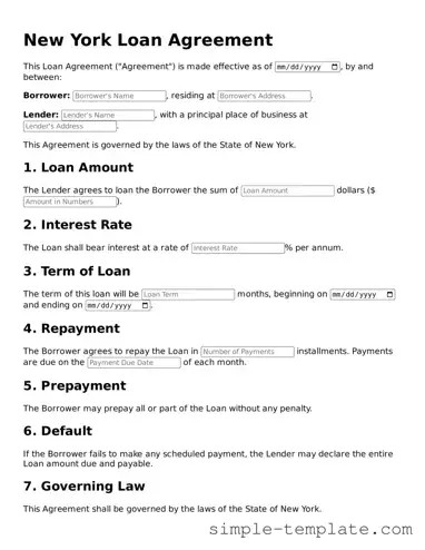 Printable New York Loan Agreement Document