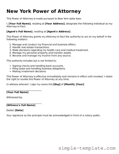 Printable New York Power of Attorney Document