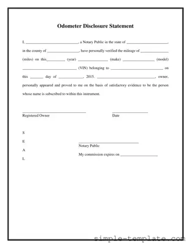 Free Notarized Odometer Statement Form in PDF