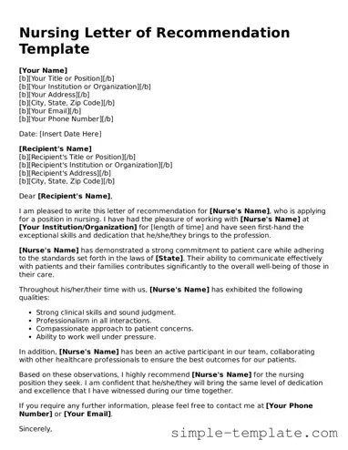 Nursing Letter of Recommendation Form