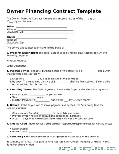 Owner Financing Contract Form