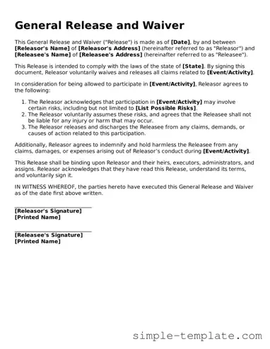 General Release and Waiver Form
