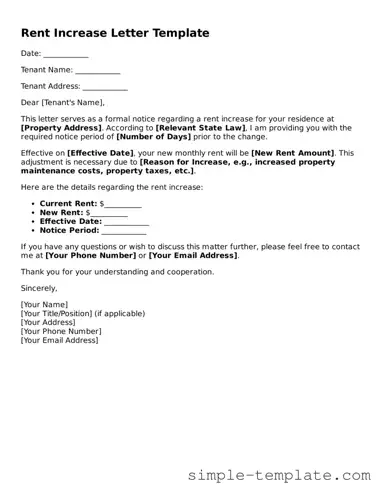 Rent Increase Letter Form