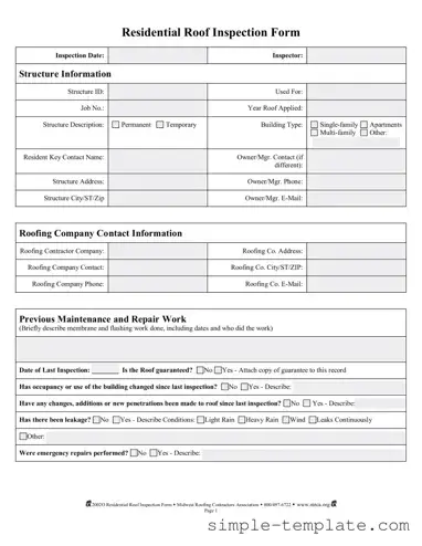 Free Roof Inspection Form in PDF