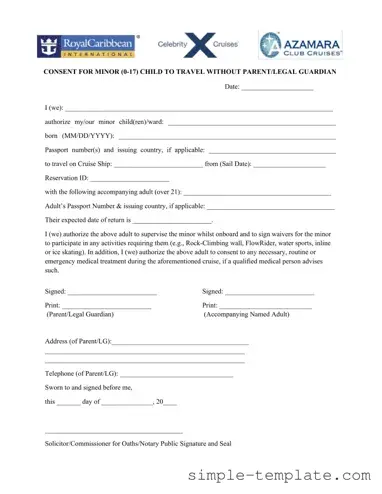 Free Royal Caribbean Parental Consent Form in PDF