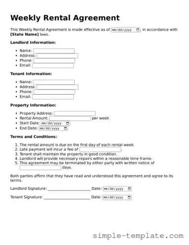 Weekly Rental Agreement Form