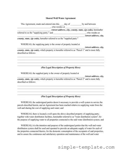 Free Shared Well Agreement Form in PDF