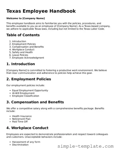Printable Texas Employee Handbook Document