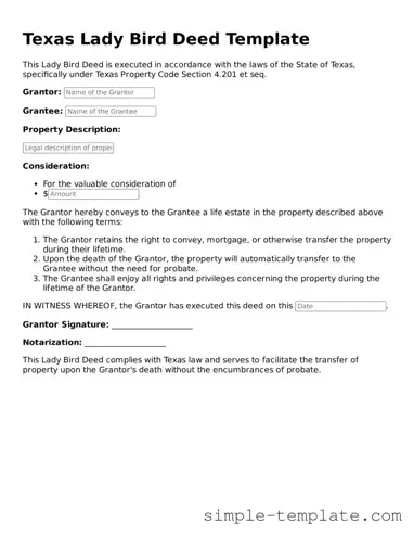 Printable Texas Lady Bird Deed Document