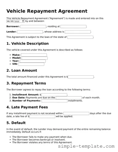 Vehicle Repayment Agreement Form