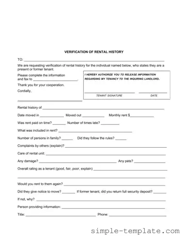 Free Verification Rental Form in PDF