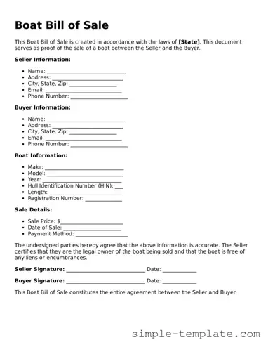 Boat Bill of Sale Form