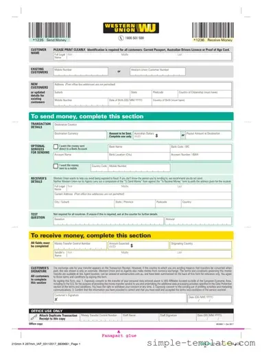 Free Western Union Form in PDF