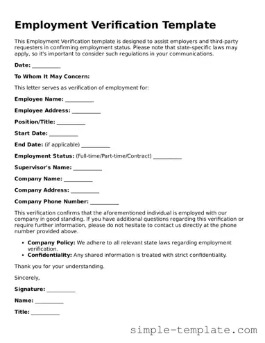 Employment Verification Form
