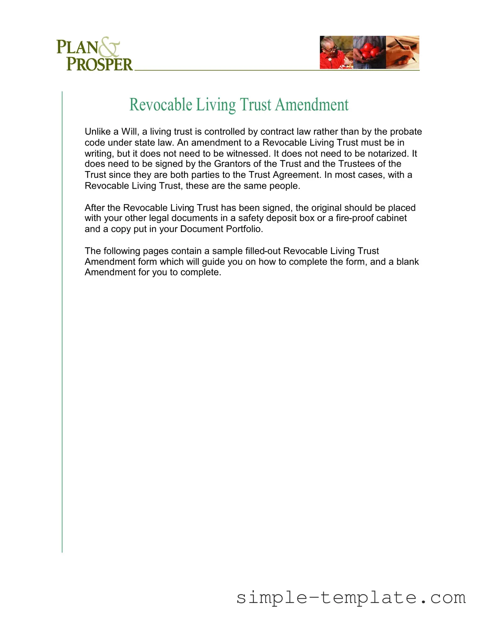 Free Trust Amendment Form in PDF