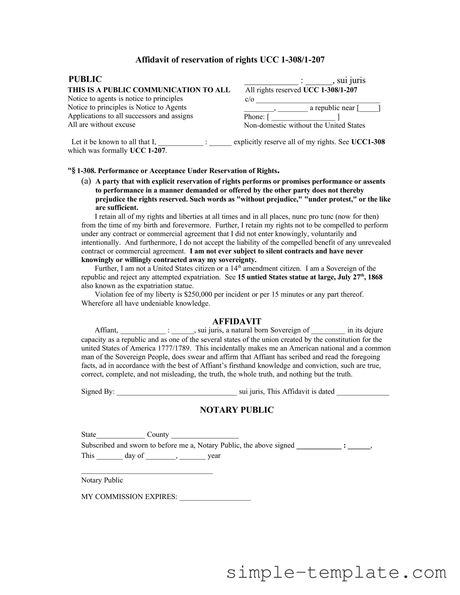 Free Ucc 1 308 Form in PDF